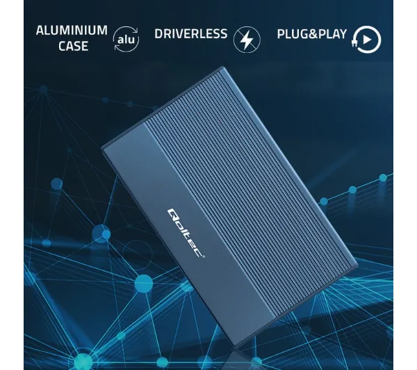 Qoltec 52276 SSD HDD 2.5" SATA USB 3.0 Niebieski