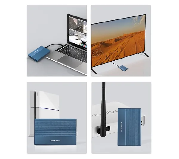Qoltec 52276 SSD HDD 2.5" SATA USB 3.0 Niebieski
