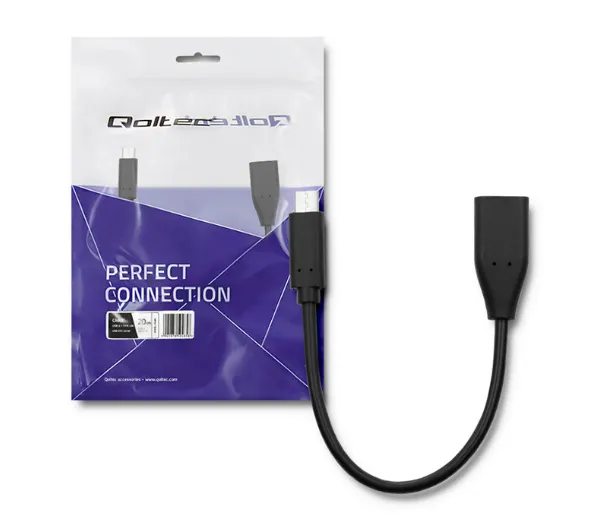 Qoltec 50485 USB 3.1 typ C - USB 3.0 typ A 0,2m Czarny