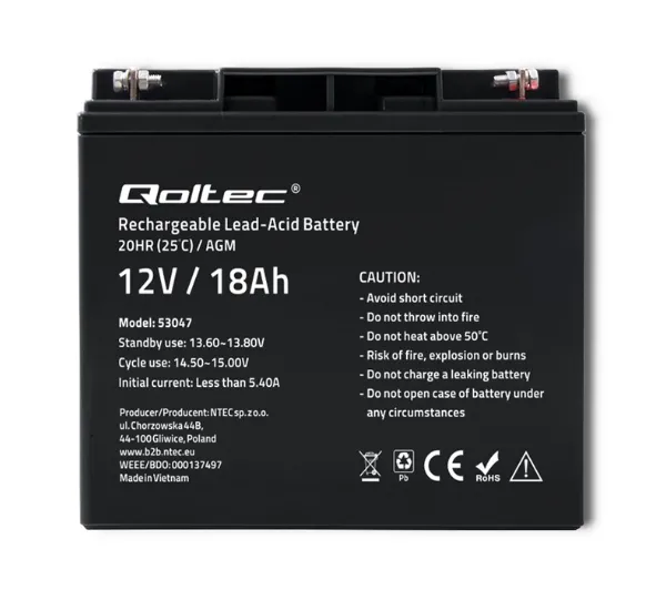 Qoltec 53047 AGM 12V 18Ah