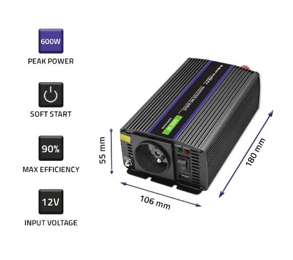 Qoltec Monolith 12/230V 300/600W Czarny
