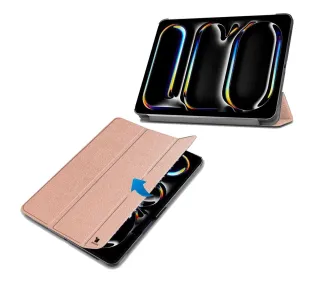 Bizon Case Tab Croc z klapką do iPad Pro 11" 2025 / 2024 Różowozłoty