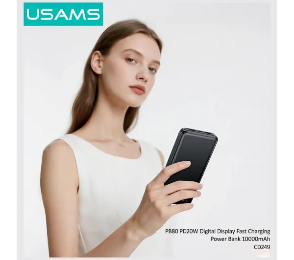 USAMS PB80 10000mAh 20W Czarny
