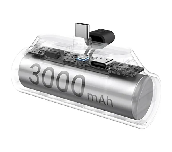 USAMS PB79 Mini Tail Plug Portable 3000mAh Srebrny