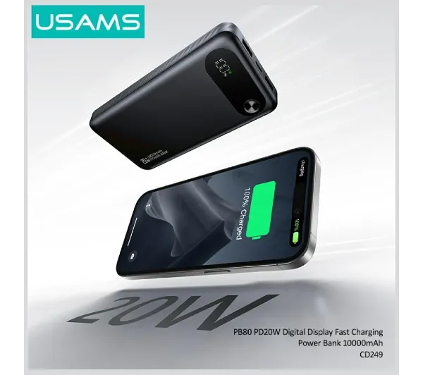 USAMS PB80 10000mAh 20W Biały
