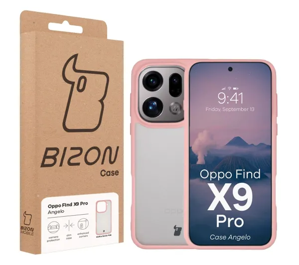 Bizon Angelo do Oppo Find X9 Pro Półprzeźroczyste z różową ramką