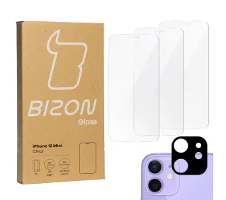 Bizon 3x Szkło hartowane + szybka na aparat Glass Clear Pack do iPhone 12 Mini