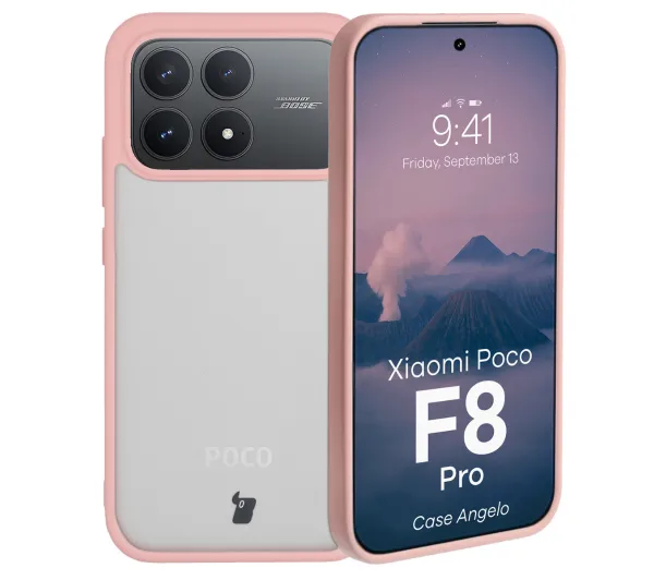 Bizon Angelo do Xiaomi POCO F8 Pro Półprzeźroczyste z różową ramką