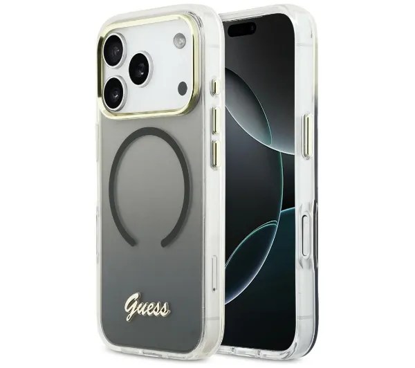 Guess IML Gradient Script Metal MagSafe do iPhone 17 Pro Max Czarny
