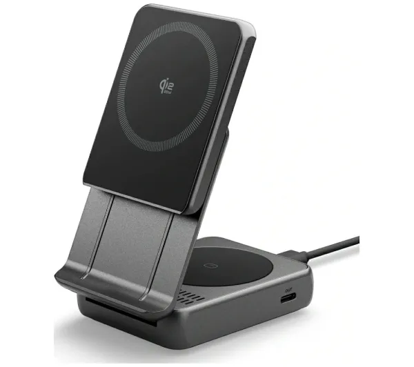 Ładowarka indukcyjna SPIGEN Essential EF302MOQ Qi2.2 2w1 MagSafe Czarny