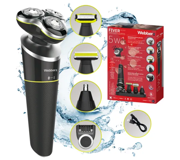 Golarka Męska Webber Fiver SXG500 Trymer 5w1 Brody Nosa Wet&Dry Usb