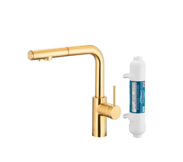 Baterie kuchenne - KFA Armatura Duero Pure Basic Pull-Out 6623-112-39 Jasne złoto Stal szlachetna