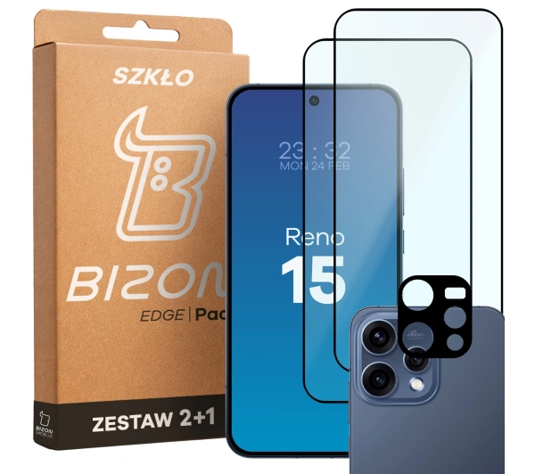 Bizon Szkło + szybka na aparat Glass Edge Pack do Oppo Reno 15 2 sztuki