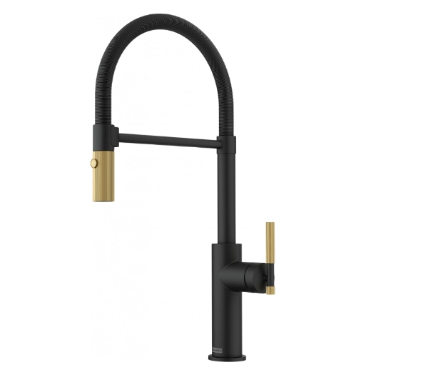 Baterie kuchenne - Franke Maris Stripes semi-pro Czarny mat/złoty Mosiądz