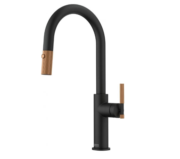 Baterie kuchenne - Franke Maris Stripes J pull-out Czarny mat/miedziany Mosiądz