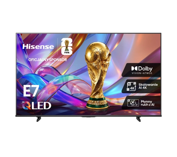 Hisense 65E7S 65" QLED 4K Smart TV Funkcje AI Dolby Vision Doby Atmos DTS X HDMI 2.1 DVB-T2