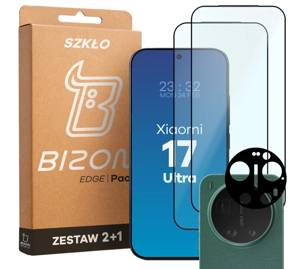 Bizon 2x Szkło + szybka na aparat Glass Edge Pack do Xiaomi 17 Ultra
