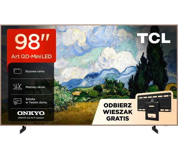 TCL NXTVision 98A400 Pro 98" QD-Mini LED 4K 144Hz Google TV Funkcje AI Dolby Vision Dolby Atmos DTS-X HDMI 2.1 DVB-T2