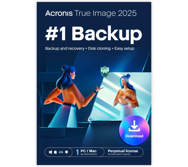 Acronis True Image 2025 1 PC lub Mac Zakup jednorazowy Kod aktywacyjny