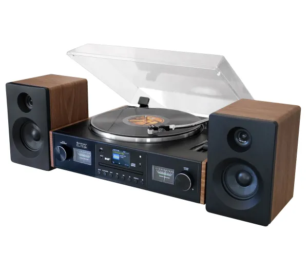 Soundmaster PL920 25W Bluetooth Radio FM DAB+ Gramofon Brązowo-czarny