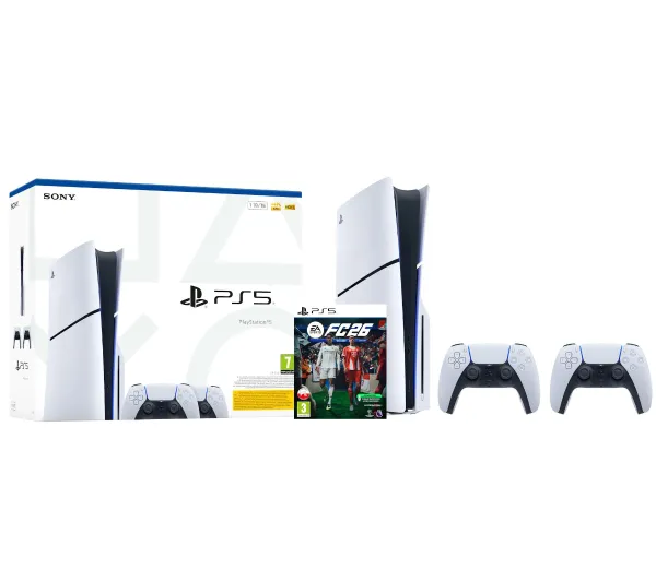 Sony PlayStation 5 Slim E Chassis (PS5) 1TB z napędem Dodatkowy Pad Bundle + EA SPORTS FC 26