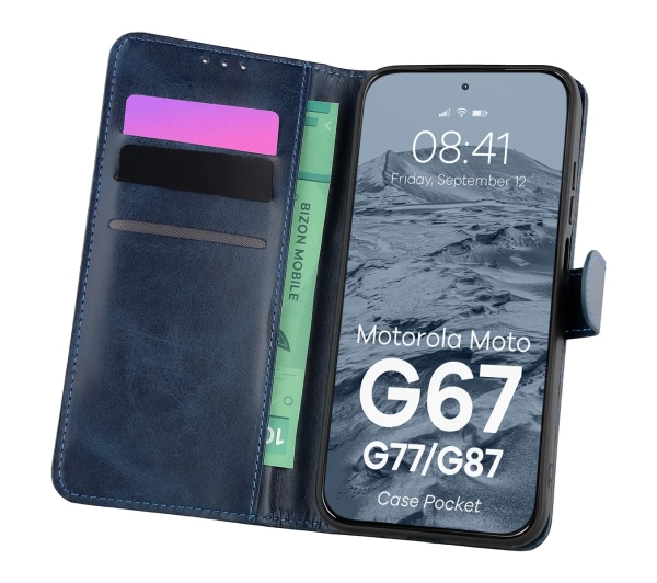 Bizon Case Pocket do Motorola Moto G67 5G / G77 5G Granatowy