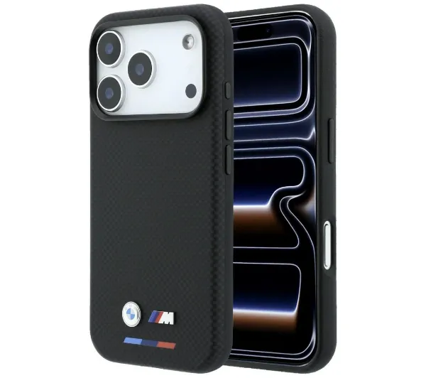 BMW M Quadrille Kevlar Tricolor & Metal Logo MagSafe do iPhone 18 Pro Max / 17 Pro Max Czarny