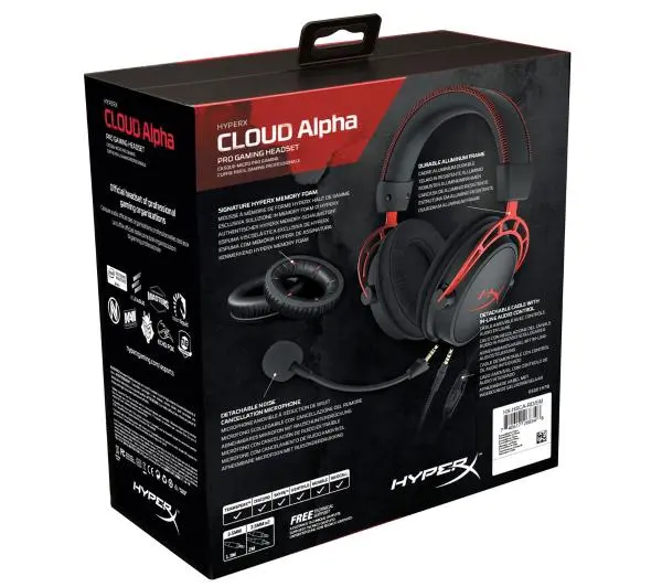 HyperX Cloud Alpha HX-HSCA-RD/EM Nauszne Czarno-czerwony