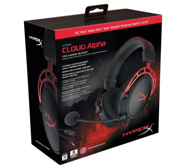 HyperX Cloud Alpha HX-HSCA-RD/EM Nauszne Czarno-czerwony