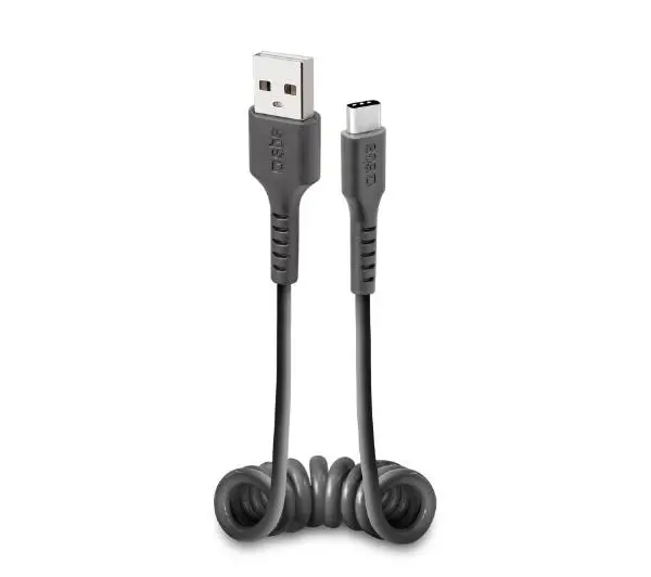 SBS TECABLETYPCSK USB typ C spiralny 0,5m Czarny