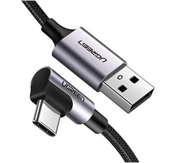 Ugreen kabel US284 USB-A (prosty) / USB-C (kątowy) 3A 1m (szary)