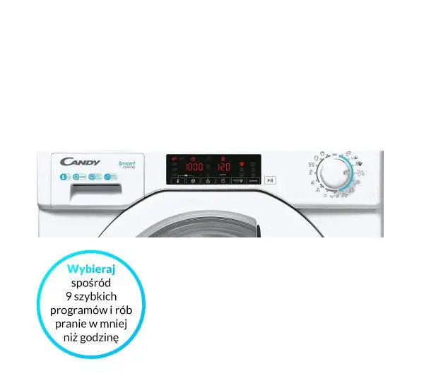 Candy Smart Inverter CBW 48TWME-S 8kg 1400obr/min - DRUGI -30%, ALBO 5-TY ZA 1ZŁ - Kup na Raty - RRSO 0%