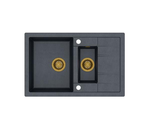 zlewozmywak prostokątny Quadron HB8224U8-G1 MORGAN 156 (czarny metalik-złoty)
