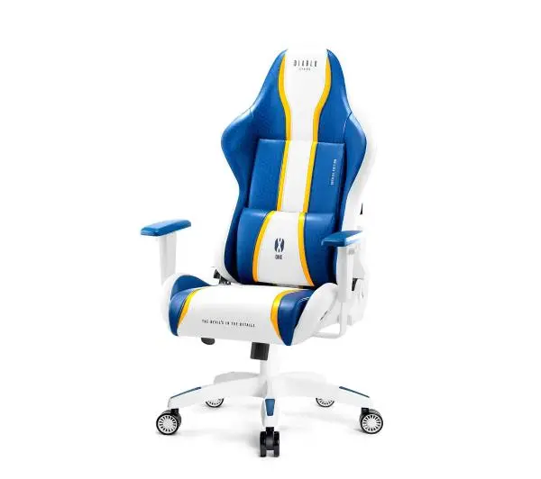 Diablo Chairs X-One 2.0 Normal Size Gamingowy do 136kg Skóra ECO Tkanina Biało-niebieski - Kup na Raty - RRSO 0%