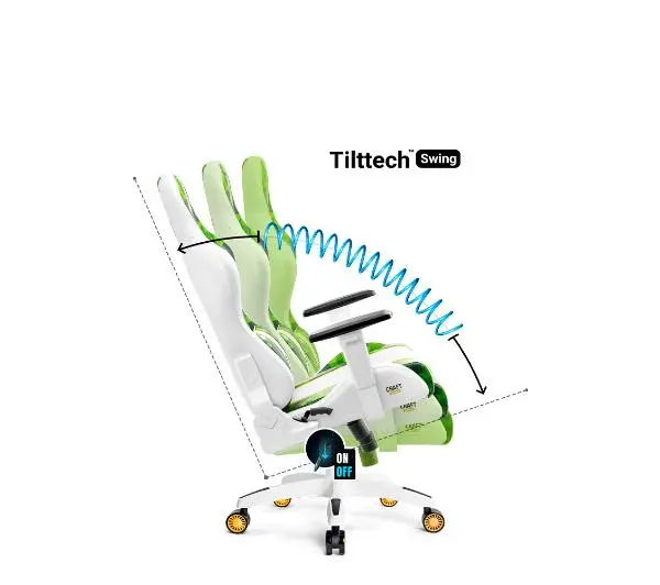 Diablo Chairs X-One 2.0 Craft King Size Gamingowy do 180kg Skóra ECO Tkanina Biało-zielony - Kup na Raty - RRSO 0%
