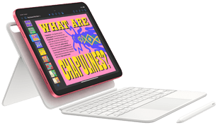 Представлені продукти: iPad, клавіатура Magic Keyboard Folio та Apple Pencil.