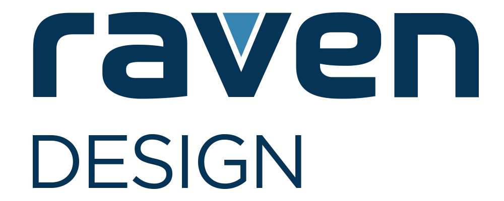 Логотип бренду Raven Design, темно-сині літери