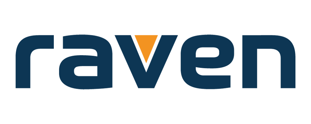 Логотип бренду Raven, темно-сині літери