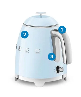 Електричний чайник Smeg KLF05PBEU з відкритою кришкою