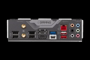 Панель портів материнської плати Gigabyte з портами USB (універсальна послідовна шина), HDMI (інтерфейс високої чіткості мультимедіа) та аудіо