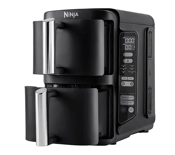 Аерофритюрниця Ninja з двома висувними ящиками та правою панеллю керування з кнопками та дисплеєм