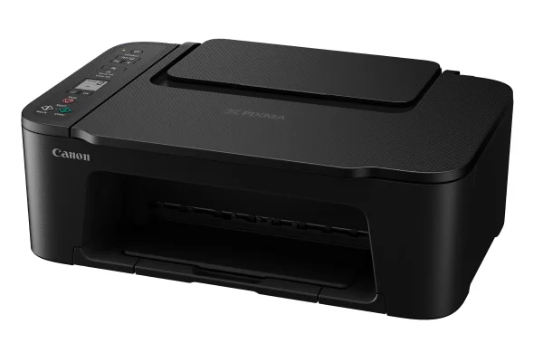 Вигляд праворуч на Canon PIXMA TS3750i, що показує панель та область подачі паперу