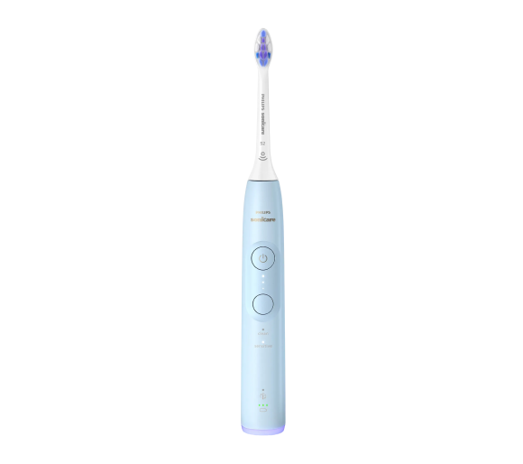 Синя електрична зубна щітка Philips Sonicare HX7406/02 на білому фоні
