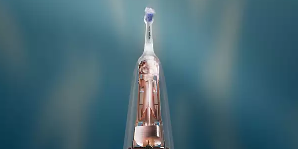 Поперечний розріз звукової зубної щітки Philips Sonicare HX7406/02, що демонструє внутрішню роботу звукової технології.