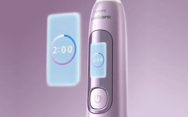Зубна щітка Philips Sonicare рожевого кольору з дисплеєм та голограмою таймера на 2 години у вигляді круглого індикатора