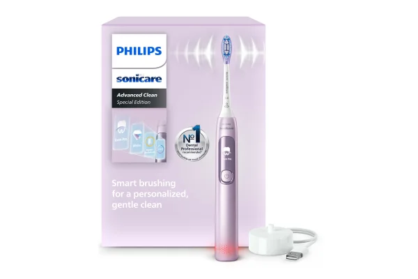 Набір Philips Sonicare Advanced Clean Set: звукова зубна щітка із зарядним пристроєм та коробкою з описом функцій