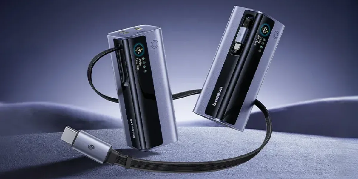Зовнішній зарядний пристрій Baseus EnerGeek GR11 з висувним кабелем USB-C, кутовий