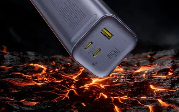 Роз'єми портативного зарядного пристрою Baseus EnerGeek GR11: два порти USB-C та один порт USB-A