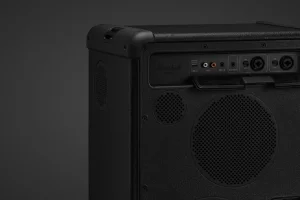 Задня панель динаміка Marshall, на якій видно порти та решітку динаміка.