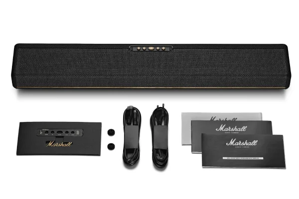 Комплект саундбара Marshall з аксесуарами: кабелі, панель та інструкції